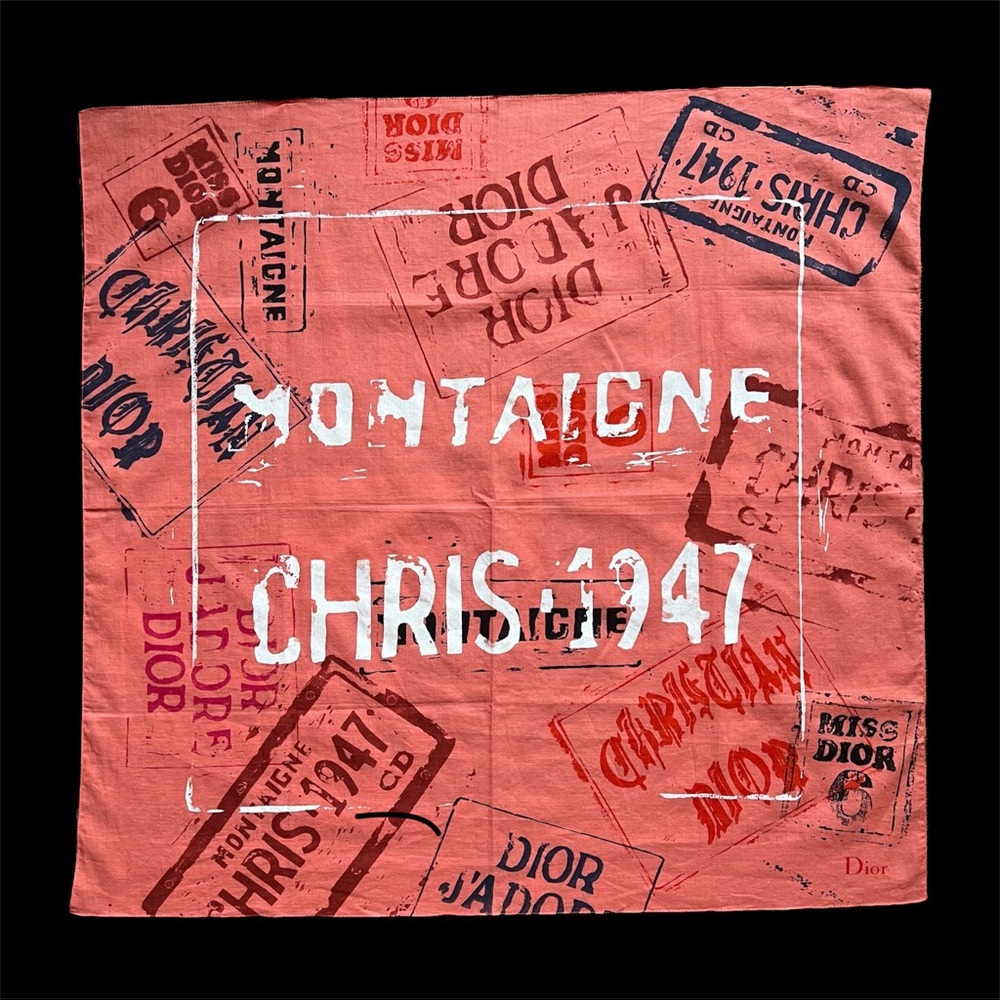 Vintage Christian Dior Spring 2001/2002 Coral Printed Collage Scarf